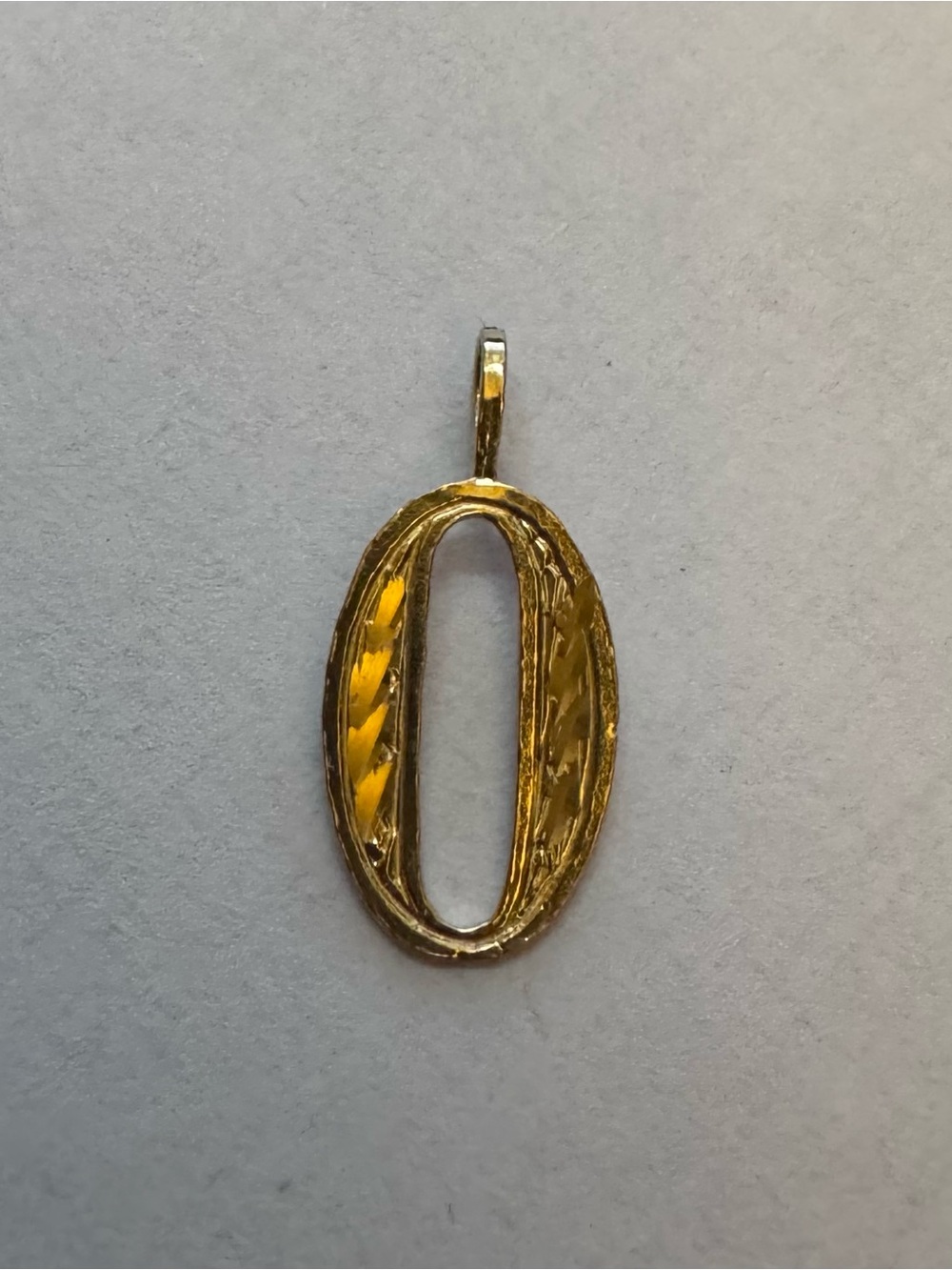 Gold Oval Number '0’ Pendant Necklace Charm - Gold